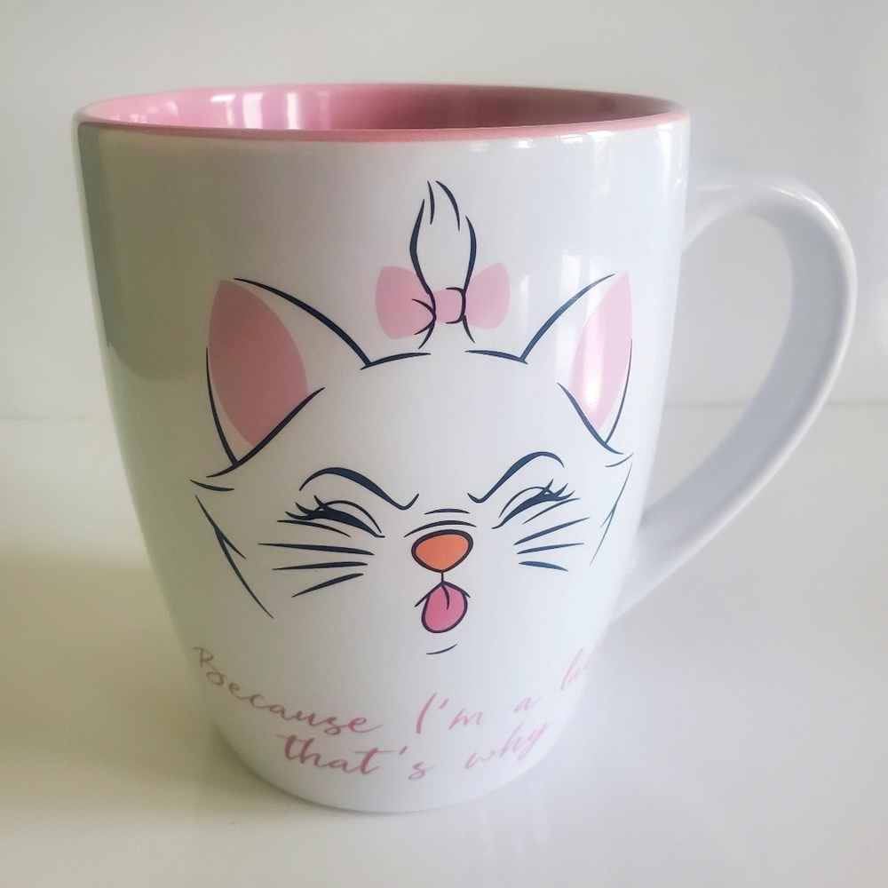 NEW Disney Aristocats Marie Cat Coffee Mug Oversize Tall 25oz White Pink